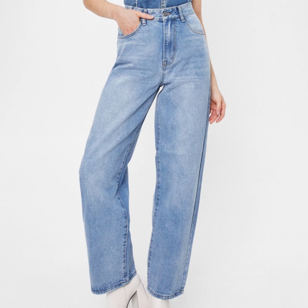 Nasty Gal Dru Faded Wide Leg Jeans